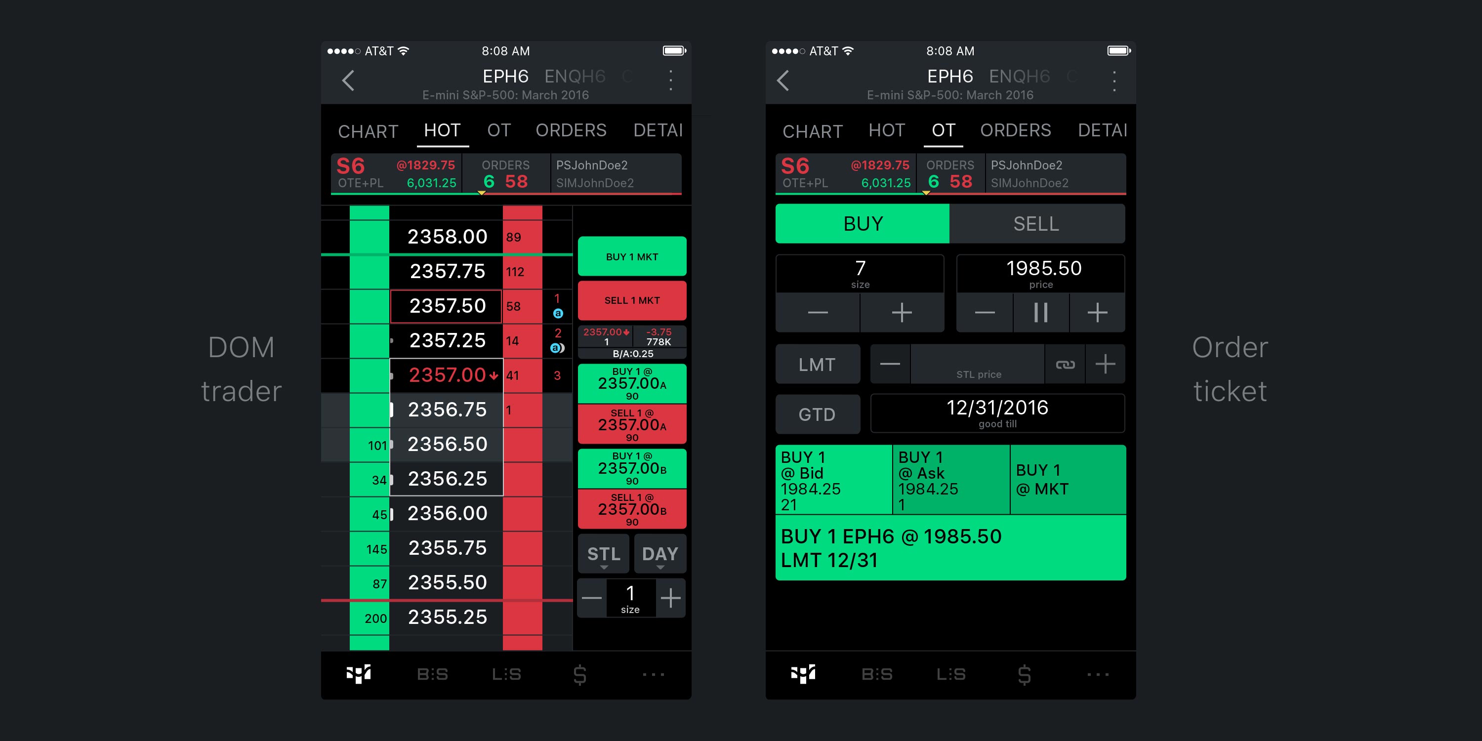 Trading interfaces